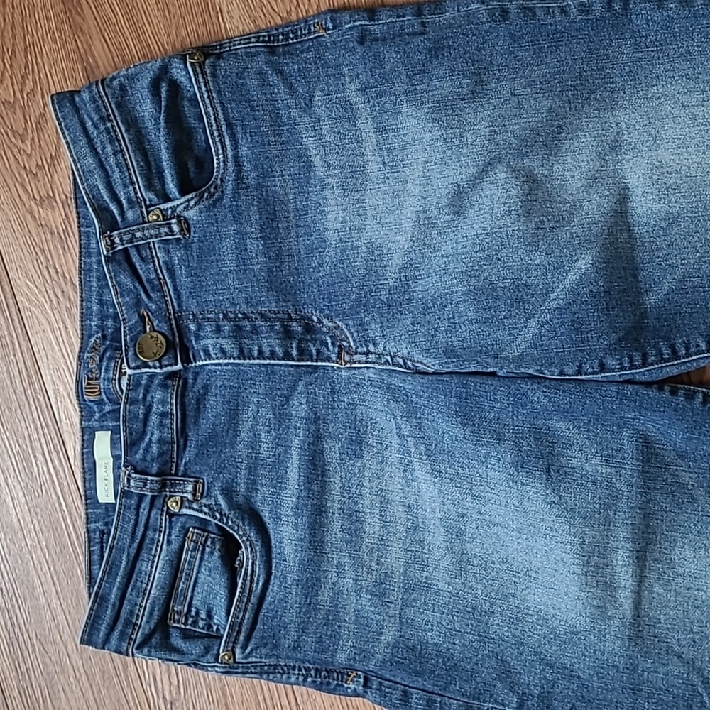 Kut From The Kloth Kick Flare Capri Dark Blue Jean Stretch Womens Size 10 - Picture 4 of 14
